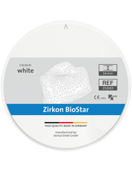 Zirkon BioStar - Zirkon BioStar Rohlinge sind isostatisch verdichtete und vorgesinterte Fräsblanks aus Zirkoniumdioxid zur Herstellung von Kronen- und Brückengerüsten. Die ausgewogene Zusammensetzung und feine Kornstruktur gewährleisten hervorragende technische Eigenschaften.